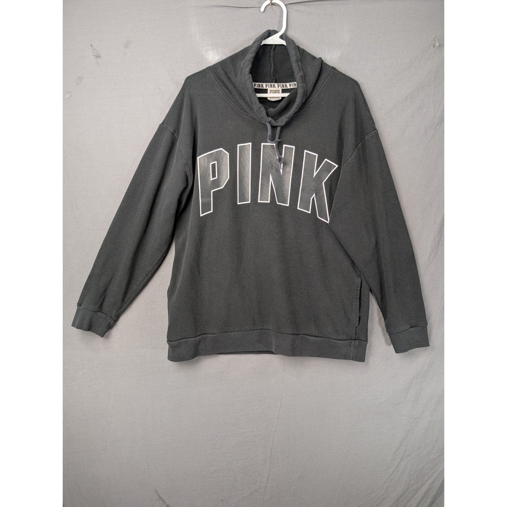PINK Victoria's Secret Cowl Neck Pullover Sweatshirt Black Medium